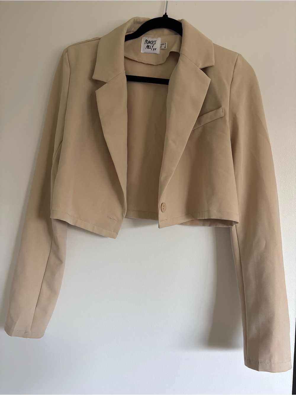 Princess Polly The City Beige Single Button Cropped Blazer